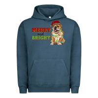 Pigment Midnight Navy merry and bright english bulldog Urban Hoodie - RanaPortraitStore