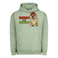 Pigment Oil Green merry and bright english bulldog Urban Hoodie - RanaPortraitStore