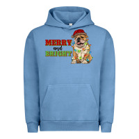 Pigment Pebble Blue merry and bright english bulldog Urban Hoodie - RanaPortraitStore