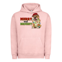 Pigment Salmon merry and bright english bulldog Urban Hoodie - RanaPortraitStore