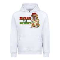 White merry and bright english bulldog Urban Hoodie - RanaPortraitStore