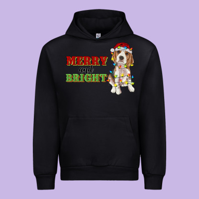 Merry And Bright Beagle Urban Hoodie Designed By Ranaportraitstore