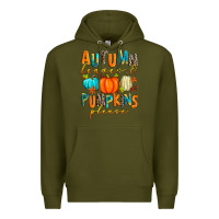 Army Green autumn leaves and pumpkins please Premium Hoodie - Zillion Design Studio