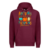 Burgundy autumn leaves and pumpkins please Premium Hoodie - Zillion Design Studio
