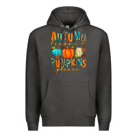 Charcoal Heather autumn leaves and pumpkins please Premium Hoodie - Zillion Design Studio