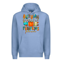 Colony Blue autumn leaves and pumpkins please Premium Hoodie - Zillion Design Studio