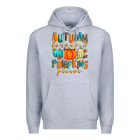 Heather Grey autumn leaves and pumpkins please Premium Hoodie - Zillion Design Studio