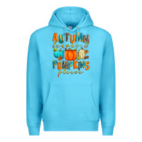 Ocean Blue autumn leaves and pumpkins please Premium Hoodie - Zillion Design Studio