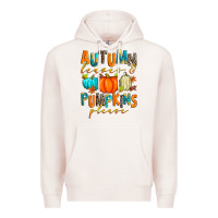Pale Pink autumn leaves and pumpkins please Premium Hoodie - Zillion Design Studio