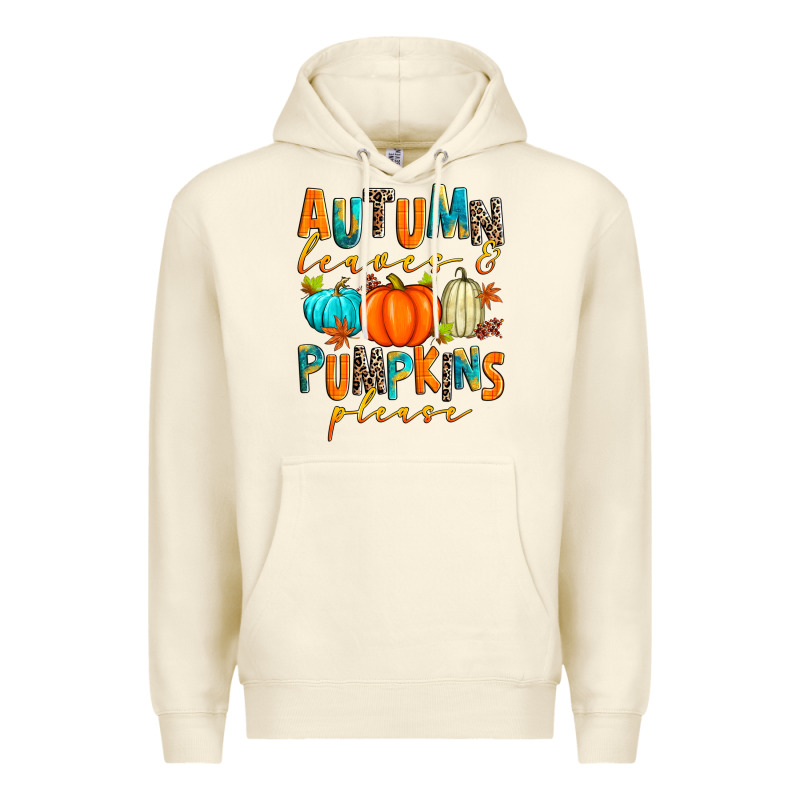 Autumn Leaves And Pumpkins Please Premium Hoodie by Zillion Design Studio | Teevron