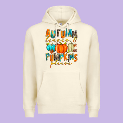 Autumn Leaves And Pumpkins Please Premium Hoodie Designed By Zillion Design Studio