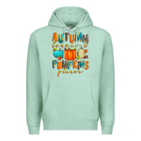 Seafoam autumn leaves and pumpkins please Premium Hoodie - Zillion Design Studio