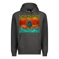 Charcoal Heather thankful with turkey and pumpkins Premium Hoodie - RanaPortraitStore