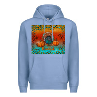 Colony Blue thankful with turkey and pumpkins Premium Hoodie - RanaPortraitStore