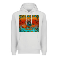 Dove Grey thankful with turkey and pumpkins Premium Hoodie - RanaPortraitStore