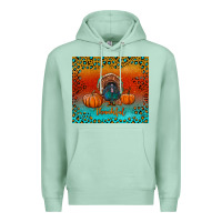 Seafoam thankful with turkey and pumpkins Premium Hoodie - RanaPortraitStore