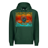 Sports Green thankful with turkey and pumpkins Premium Hoodie - RanaPortraitStore