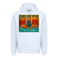 White thankful with turkey and pumpkins Premium Hoodie - RanaPortraitStore