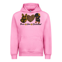 Fuchsia Pink peace love dachshund Urban Hoodie - RanaPortraitStore