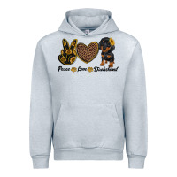 Heather Grey peace love dachshund Urban Hoodie - RanaPortraitStore