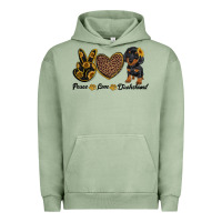 Pigment Oil Green peace love dachshund Urban Hoodie - RanaPortraitStore