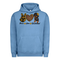 Pigment Pebble Blue peace love dachshund Urban Hoodie - RanaPortraitStore