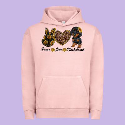 Peace Love Dachshund Urban Hoodie Designed By Ranaportraitstore