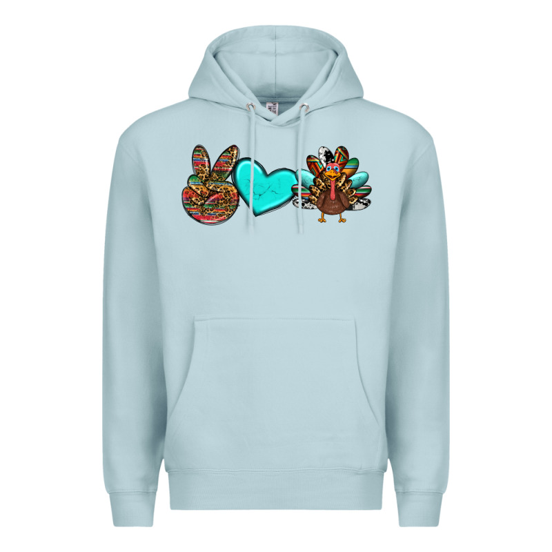 Peace Love Thanksgiving Turkey Premium Hoodie by RanaPortraitStore | Teevron
