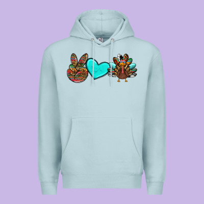 Peace Love Thanksgiving Turkey Premium Hoodie Designed By Ranaportraitstore