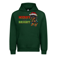 Forest Green merry and bright dachshund Urban Hoodie - RanaPortraitStore