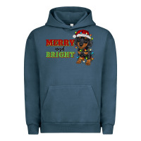 Pigment Midnight Navy merry and bright dachshund Urban Hoodie - RanaPortraitStore