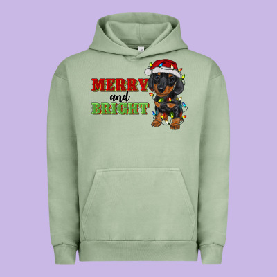 Merry And Bright Dachshund Urban Hoodie Designed By Ranaportraitstore