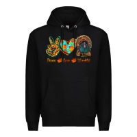 Black peace love thankful Premium Hoodie - RanaPortraitStore