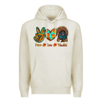 Oatmeal Heather peace love thankful Premium Hoodie - RanaPortraitStore