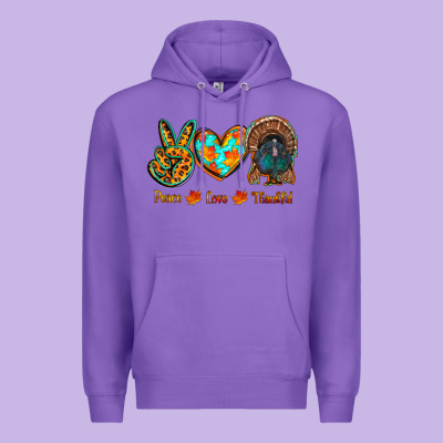 Peace Love Thankful Premium Hoodie Designed By Ranaportraitstore