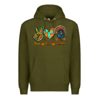 Army Green peace love thankful Premium Hoodie - RanaPortraitStore
