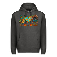 Charcoal Heather peace love thankful Premium Hoodie - RanaPortraitStore