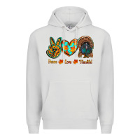 Dove Grey peace love thankful Premium Hoodie - RanaPortraitStore
