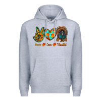 Heather Grey peace love thankful Premium Hoodie - RanaPortraitStore