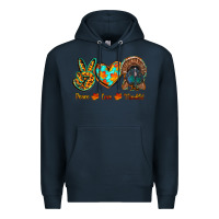 Navy peace love thankful Premium Hoodie - RanaPortraitStore