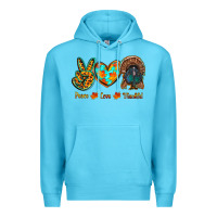 Ocean Blue peace love thankful Premium Hoodie - RanaPortraitStore