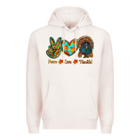 Pale Pink peace love thankful Premium Hoodie - RanaPortraitStore