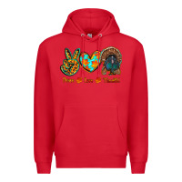 Red peace love thankful Premium Hoodie - RanaPortraitStore