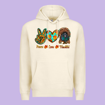 Peace Love Thankful Premium Hoodie Designed By Ranaportraitstore