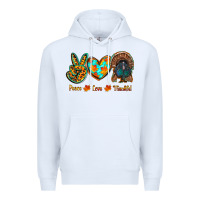 White peace love thankful Premium Hoodie - RanaPortraitStore