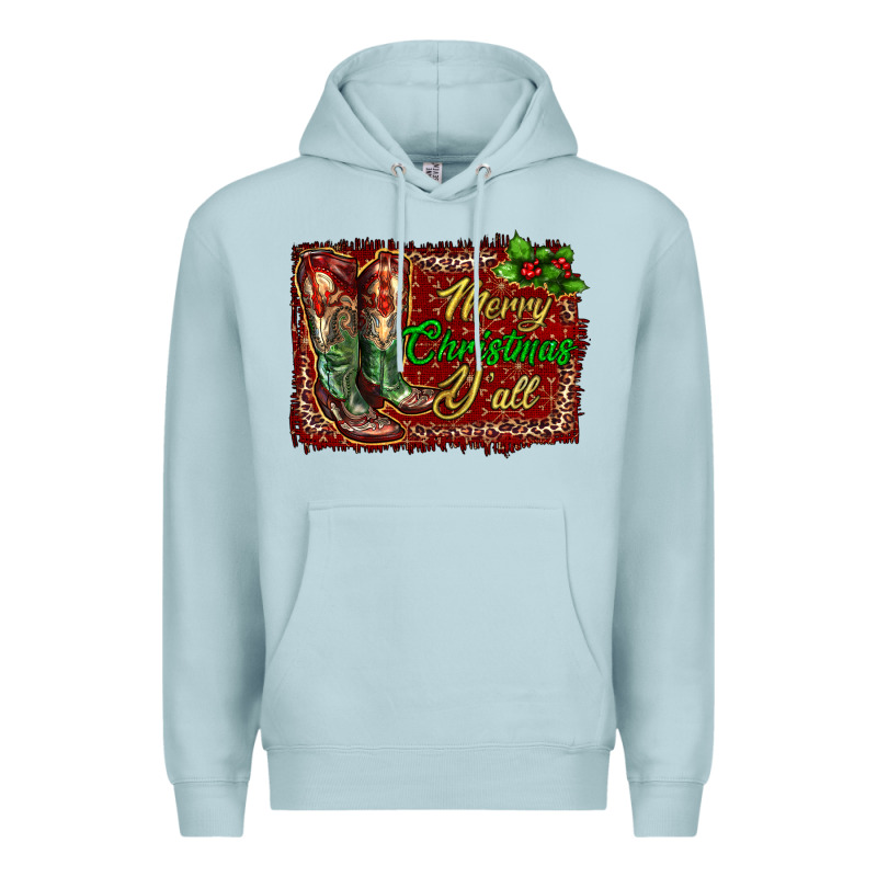 Merry Christmas Y'all Boots Premium Hoodie by RanaPortraitStore | Teevron