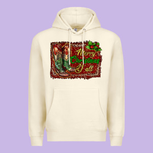 Merry Christmas Y'all Boots Premium Hoodie Designed By Ranaportraitstore