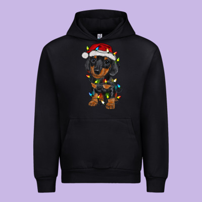 Dachshund Puppy Christmas Lights Urban Hoodie Designed By Ranaportraitstore