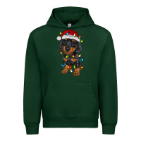 Forest Green dachshund puppy christmas lights Urban Hoodie - RanaPortraitStore