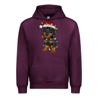 Mauve Wine dachshund puppy christmas lights Urban Hoodie - RanaPortraitStore